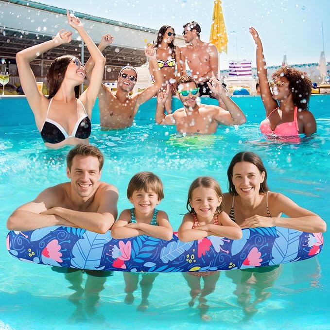 Inflatable Swimming Pool Noodle, 2 Pack Soft Fabric Quick Drying Covered Large Pool Floats Noodles, Premium Buoyancy Swim PoolFloats with Portable Storage Bag for Pool Party Toy