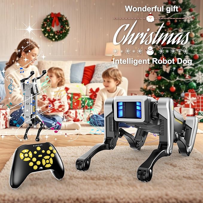 EVADA Smart Robot Dog Robotic Puppy Dog, APP/Handle Remote Control with 20+ Actions Programming Interactive Voice Commands, Durable ABS Design USB Rechargeable Companion Gift for Kids Adults