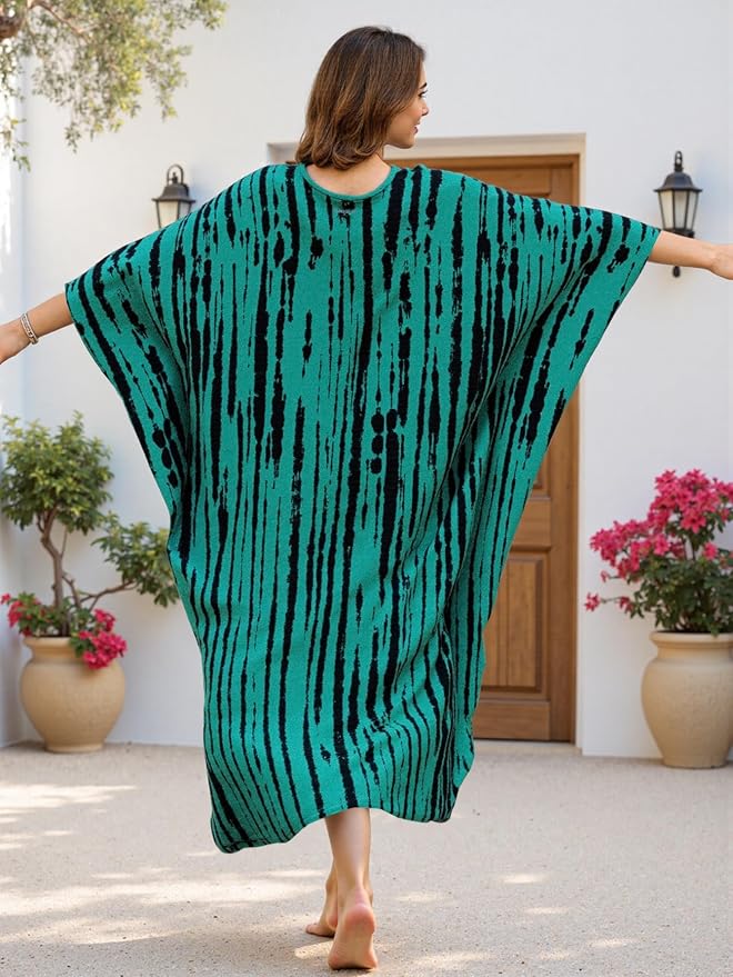 Mumu Dresses for Women Plus Size, Bohemian Kaftan Beach Cover Up Long Maxi Nightgown Soft Loungewear