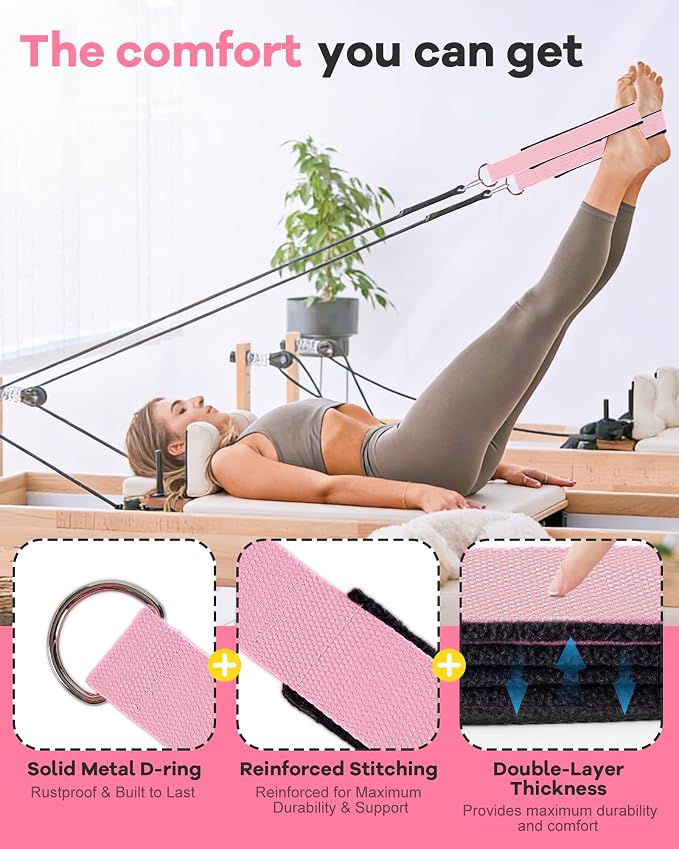 Wonderful Day 2PCS Pilates Straps for Reformer, Comfortable Enhanced Thickness, Fitness Pilates Double Loop Exercise Straps for Home Gym Workout