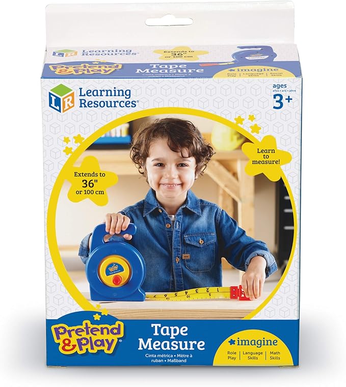 Learning Resources Pretend Play 3" Long Tape Measure - Ages 3+ Kids Measuring Tape, Measuring Tape Retractable, Educational Toys for Kids