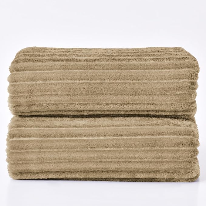 BEDELITE 3D Ribbed Jacquard Brown King Size Blankets for Bed, 108x90 Inch | Soft Warm Decorative Fluffy Blanket, Cozy Fuzzy Lightweight Plush Fleece Throw Blankets for Bed, Room Decor, Gift for Women