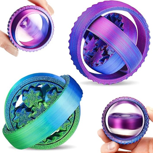 2-Pack 3D Printed Spinners Fidget Toys Adults - Stress Relief Toys for ADHD, Anxiety & Sensory Needs | Quiet Office Desk Toy & Party Favors - Birthday Goodie Bag Fillers Halloween Party Favors