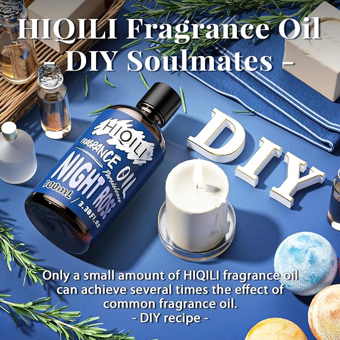 HIQILI Night Rose Fragrance Oil 100ml for Diffuser Car Freshies, Clean Fresh Scent for Candle Making Soap Laundry 3.38 Fl Oz
