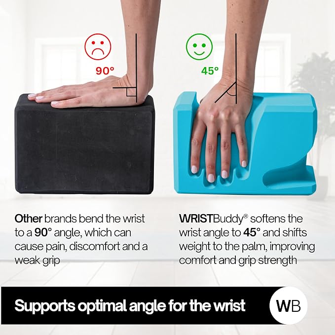 WRISTBuddy® Hand-Shaped Ergonomic Yoga Blocks for Optimal Wrist Support During Yoga, Pilates, Pushups, Planks, and Handstands - Patented Non Slip Blocks for Enhanced Stability and Comfort.