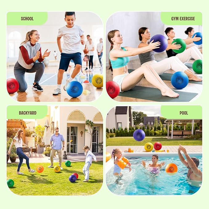 EVERICH 8.5 Inch Playground Balls Kickball Set, 12 Pack Soft Dodge Kick Ball Dodgeball Handball 4 Square Ball for Kids Adults, Outdoor Indoor Sports Yard Camp School Game Toys for Boys Girls with Pump