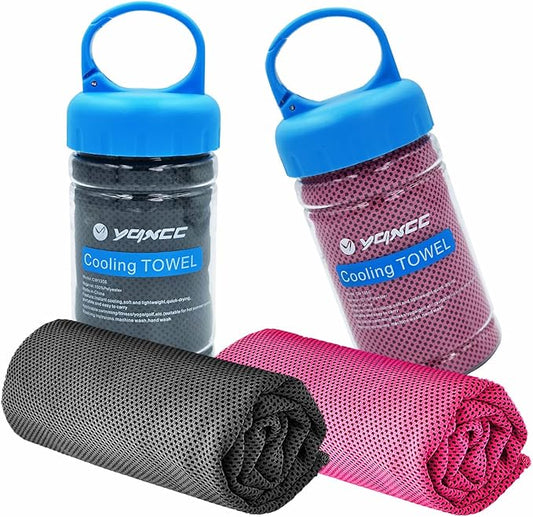 YQXCC 2 Pack Cooling Towels (47"x12"), Ice Cool Neck Towel, Soft Breathable Microfiber for Yoga, Golf, Gym, Running, Camping & Hot Weather