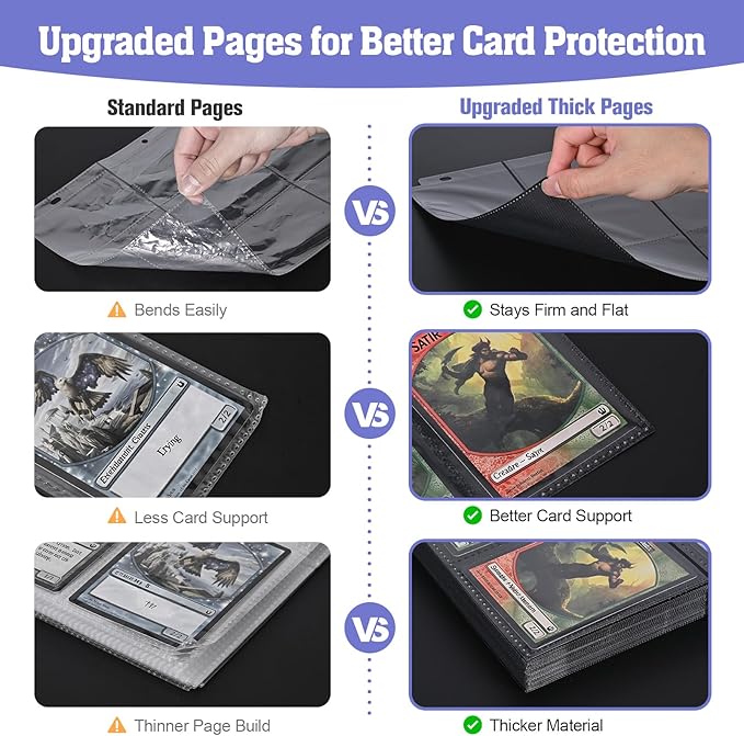 Trading Card Binder TCG, 900 Pockets, 50 9-Pocket Sheets, 3-Ring Refillable Album Fits Standard 2.5"×3.5" Cards, Zippered PU Cover, Acid-Free Top-Loading Pages, Wrist Strap - Axolotl Design