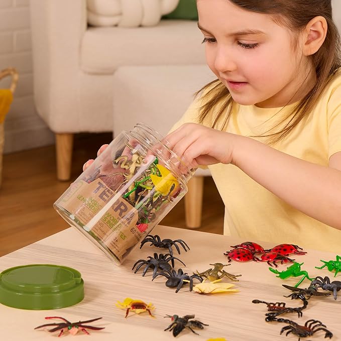 Terra by Battat – 60pcs Insects & Bugs Toy Tube – Mini Plastic Creepy Crawly Animal Figurines for Kids – Realistic Ants, Scorpions, Beetles, Dragonflies – Educational Playset for Toddlers Ages 3+