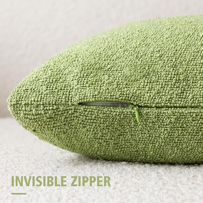Foindtower Pack of 2 Textured Boucle Throw Pillow Covers Accent Solid Decorative Lumbar Pillow Cases Cozy Couch Cushion Case for Chair Sofa Bedroom Living Room Home Decor 12x20 Inch Lime Green
