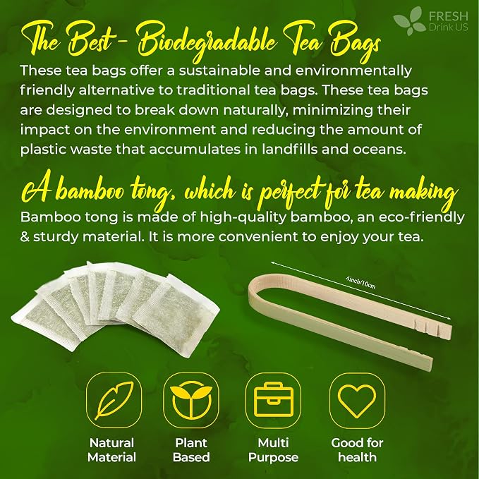 FreshDrinkUS, Premium 40 Mango Leaf Tea Bags, 100% Natural& Pure from Mango Leaves. Herbal Tea. No Sugar, No Caffeine, No Gluten, Vegan.