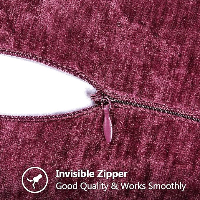 decorUhome Soft Chenille Throw Pillow Covers 12x20 Set of 2 Rhododendron | Fall Textured Decorative Throw Pillow Cases Stitched Edge Modern Farmhouse Luxury Boho Velvet for Couch Sofa Bed Home Decor