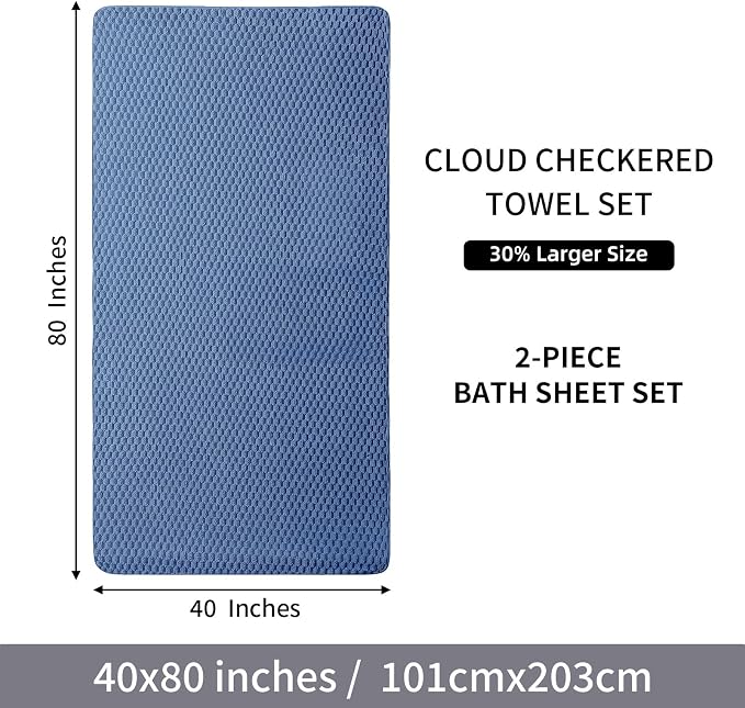 Extra Large Bath Towel Sheet-40x80 Inches Oversized,Super Soft,Quick Dry,Microfiber Shower Towels Highly Absorbent,Plush Bathroom Towels for Adults, Premium Quality (Blue, 2PCS)