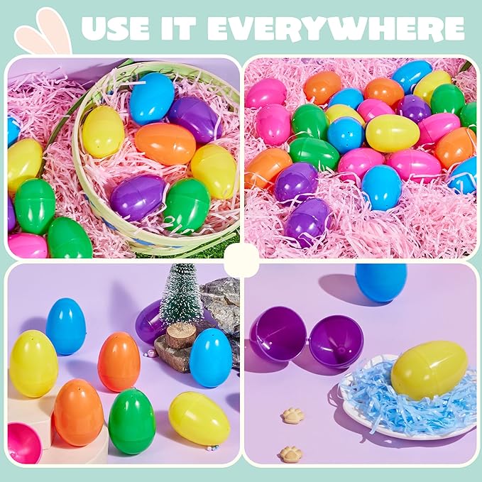 JOYIN 3.15" Easter Eggs, Fillable Plastic Eggs Empty Colorful Bright Eggshells with Hinge for Easter Hunt, Filling Treats, Party Favor, Basket Stuffers, Classroom Prize Supplies, 200PCS