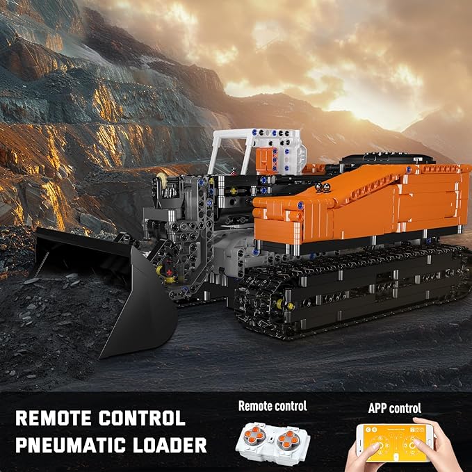 Mould King 17054 Pneumatic Front Loader Building Sets, MOC Gopher Loader Engineering Vehicle Model with APP/Remote Control, Gift for Age 14+/Adult Collections Enthusiasts (1423+ Pieces)