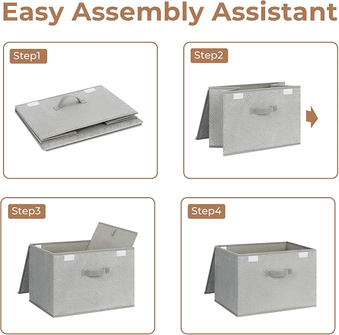 GRANNY SAYS Memory Keepsake Storage Box, Fabric Storage Bins with Lids | Flip-Top Lid, Collapsible, Stackable, 3 Handles, Ideal for Closet Clothes Blanket Toys, Extra Large, Gray, 2-Pack
