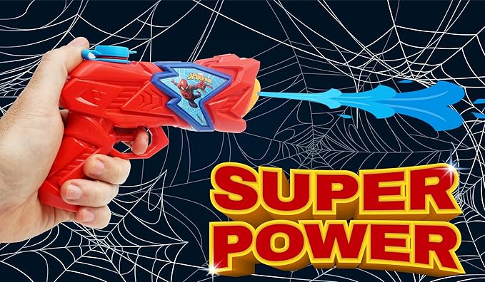 JA-RU Large 8" Marvel Spiderman Water Squirt Gun (1 Pack Improved Style) Avengers Soaker for Kids Fun. Training Dog & Cat. Pool Toy. Include 1 Sticker.6819-1s