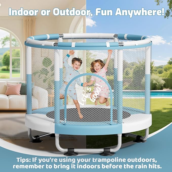 ZCMHAXJ 55" Trampoline for Kids, 440lbs Capacity Indoor & Outdoor Toddler Trampoline, Gifts for Boys & Girls
