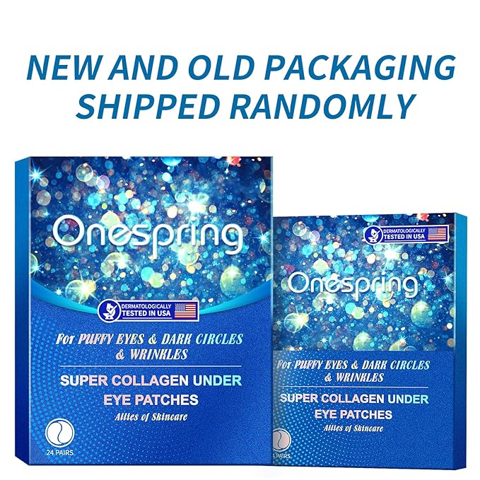 Onespring Eye Gel Pads (24 Pairs) - Under Eye Patches for Puffy Eyes, Wrinkles, Dark Circles, Natural Collagen Eye Gels, Under Eye Mask Patches for Face to Soothe Puffiness, Eye Bags