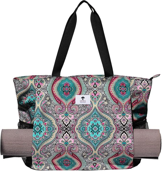 ESVAN Yoga Mat Bag Yoga Tote Carrier Shoulder Bag Carryall Tote for Office,Yoga,Pilates,Travel,Beach and Gym