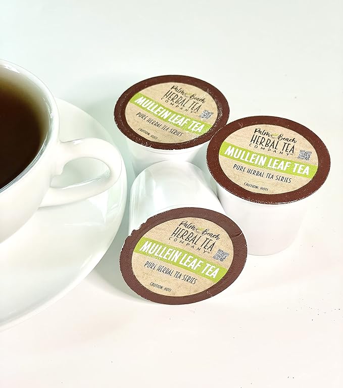 Palm Beach Medicinal Herbs - Mullein Leaf Tea T-CUP™ Pods Single Cup Brew Pods Compatible with Keurig K-Cup Single-Serve Brewers (12 Count)
