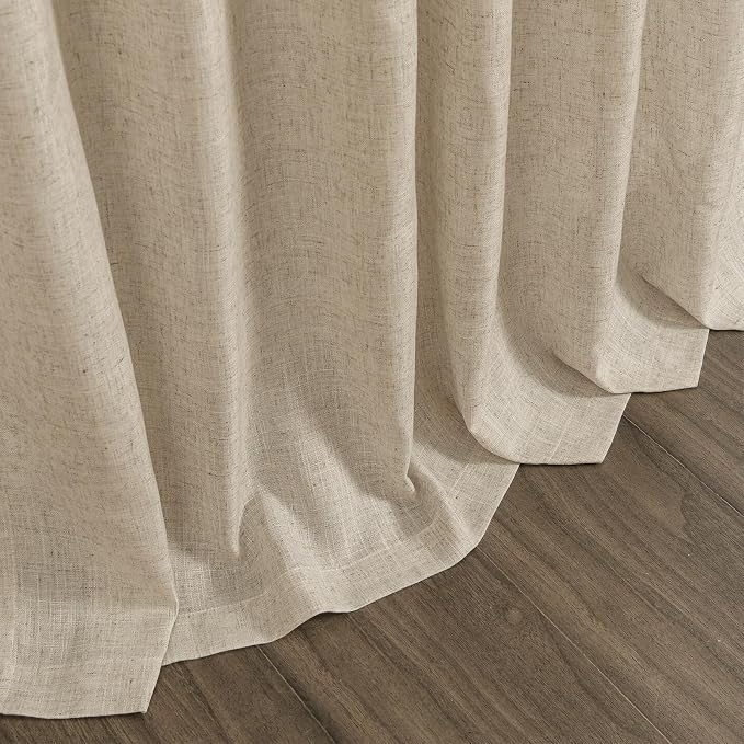 Taupe Burlywood Linen 144 Inch Curtains for Living Room Light Filtering Semi Sheer Curtain Back Tab Rustic Modern Farmhouse Decor Drapes Floor to Ceiling High Window for Bedroom 52x144, 2 Panels