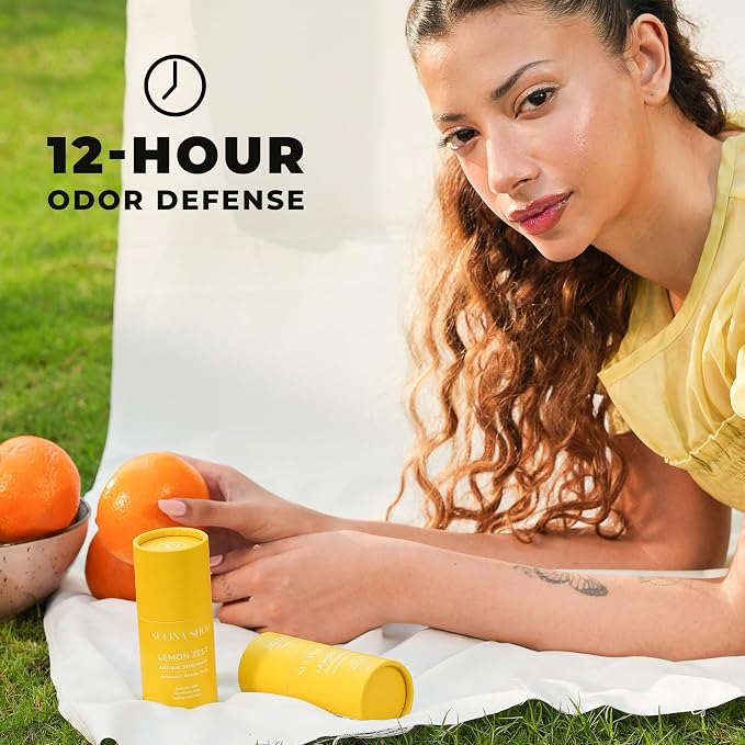Sulina Shop Natural Deodorant, Aluminum Free, Lemon Zest | Fresh lemon zest scent, Sensitive skin-friendly, Baking soda-free, Plant-based odor protection.