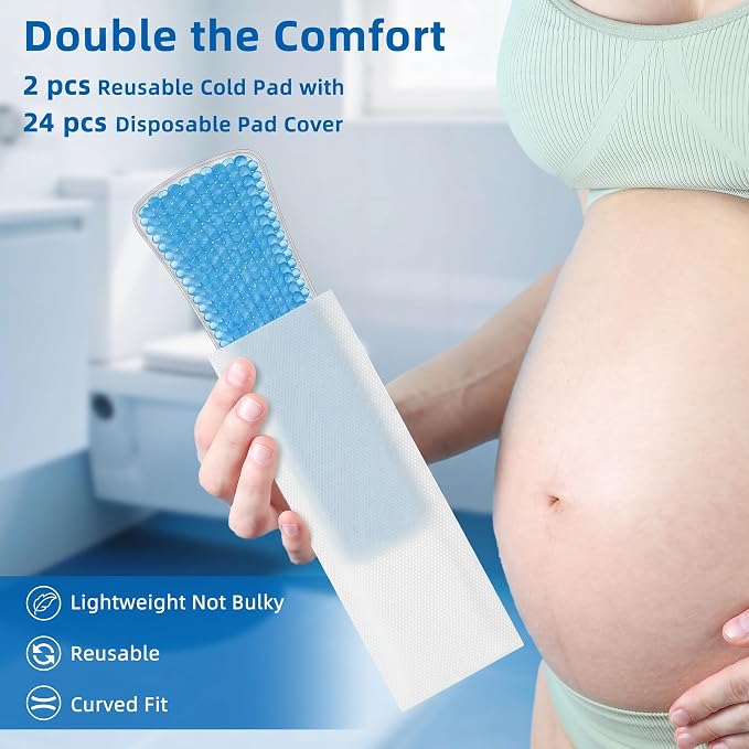 Postpartum Recovery Kit for New Moms, Upside-Down Peri Bottle, Disposable Underwear, Maternity Pads, Cooling Liners, Witch Hazel Foam, Reusable Cold Packs & Sleeves, Hospital Bag Essentials