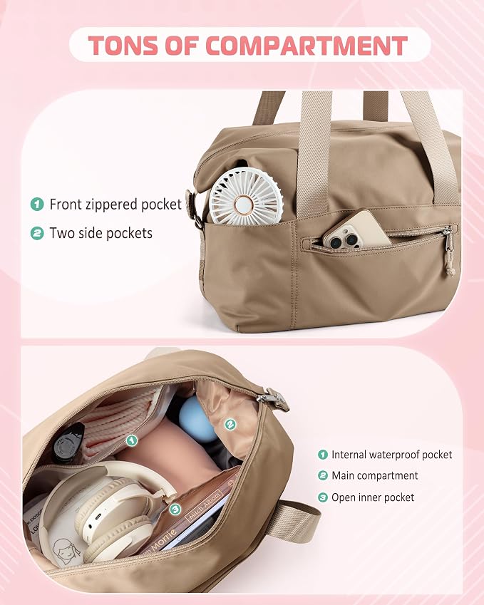 Smasrob Small Gym Bag with Yoga Mat Holder, Wet Pocket and a Separate Pouch, Small Gym Duffle Bag for Women with Detachable Crossbody Shoulder Strap