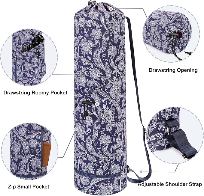 sportsnew Yoga Mat Bag with Water Bottle Pocket and Bottom Wet Pocket, Exercise Yoga Mat Carrier Multi-Functional Storage Bag, Patent pending