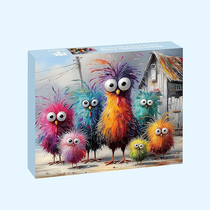 Puzzles for Adults 500 Pieces, Chicken Jigsaw Puzzles - Beach Chicken Coop, Impossible Beach Puzzles for Seniors Family, 20.47x14.96 inches, 1:1 Poster, Letter on The Back