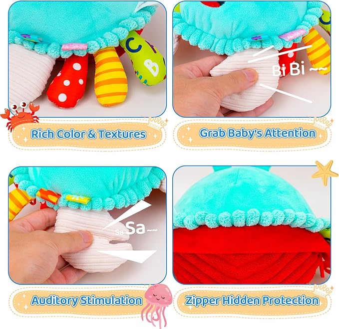 Baby Toys 12-18 Months, Musical Crawling Crab Baby Plush Toy, 50 Songs & Recording Feature, Dancing Bouncing Interactive Baby Toddler Toys 6-12 Months, Tummy Time Toys 1 Year Old Gift Valentines Gifts