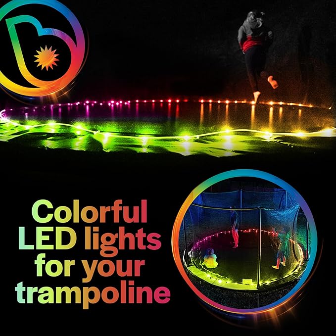 Brightz BounceBrightz LED Trampoline Lights, Color Changing - Motion Sensing - Changes Colors When You Jump - Fits 8FT 10FT 12FT 14FT 15FT Trampolines - Battery Powered