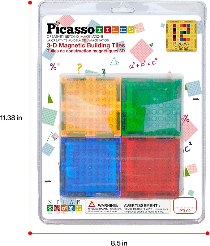 PicassoTiles Magnetic Building Blocks Brick Tiles STEM Creative Magnet Tiles Add Ons Set Construction Toy Socket Spikes Accessory Toys Educational Imaginative Learning Kit Stacking Set Toddlers Colors