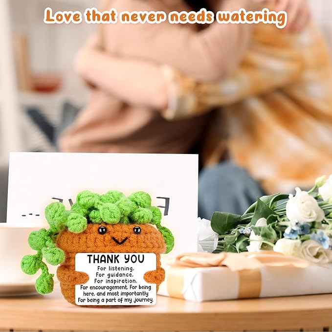 Cute Appreciation Gifts for Women, Thank You Farewell Grateful Gift for Female Friends Teacher Coworkers Boss Lady Mom, Handmade Crochet Thanks Thanksgiving Present for Woman