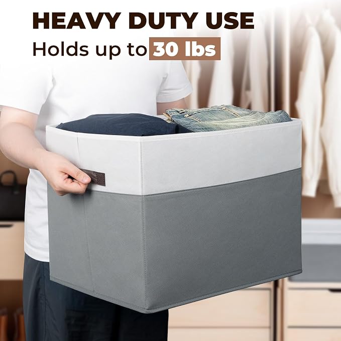 8 Pack Closet Organizers and Storage Bins - Extra Large Storage Baskets for Organizing - Clothes Storage Bins for Shelves -Foldable Organizer Bins Totes for Toy Blanket, Dorm Room Essentials
