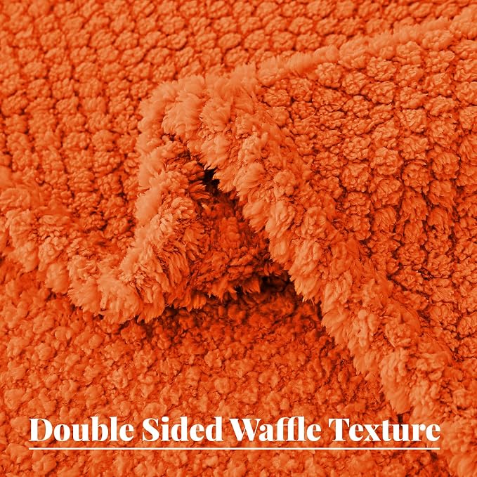 Whale Flotilla Soft Fleece King Size Bed Blanket, Burnt Orange | 90x104 Inch, Suitable for Bed, Fluffy Fuzzy Jacquard Blankets for All Season, Lightweight and Cozy