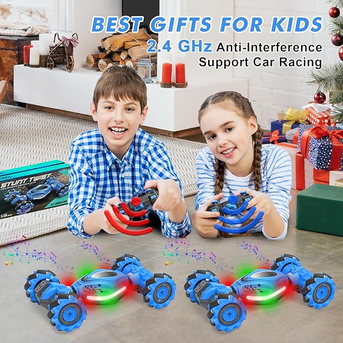 RC Car Gesture Sensing Stunt Car, Toys for Boys Girls 6-12, Best Gifts for Kids Boys 6 7 8 9 10 11 12 Years Old, 2.4GHz 4WD RC Toy Off-Road 360° Rotate All-Round Drift with Lights Music