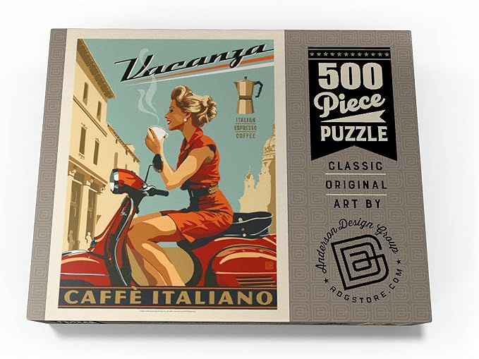 MyPuzzle Vacanza Italiana Coffee, Vintage Poster - Premium 500 Piece Jigsaw Puzzle for Adults