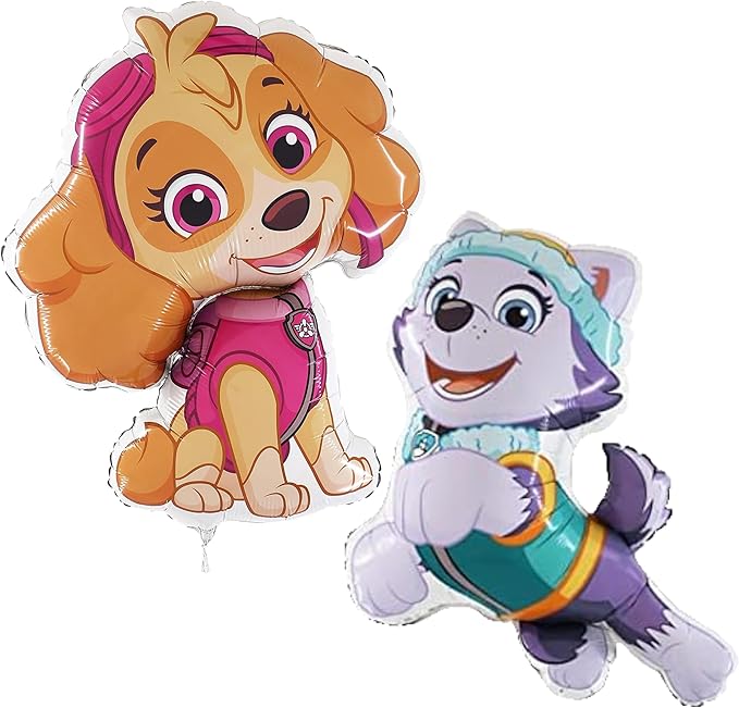 Toyland® Pack Of 2 - Paw Patrol Foil Balloon Pack - 1 x 32" Skye & 1 x 34" Avalanche/Everest Shaped Character Foil Balloons