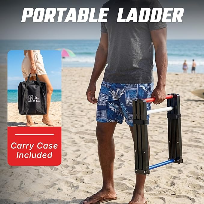 Steel Ladder Ball Game Set with 6 Bolas Assembly-Free Ladder Toss Includes Scorekeeper and Carry Case Yard Outdoor Games for Adults & Family