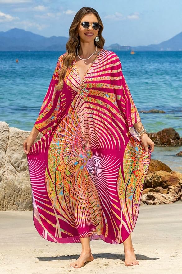 Mumu Dresses for Women Plus Size, Bohemian Kaftan Beach Cover Up Long Maxi Nightgown Soft Loungewear