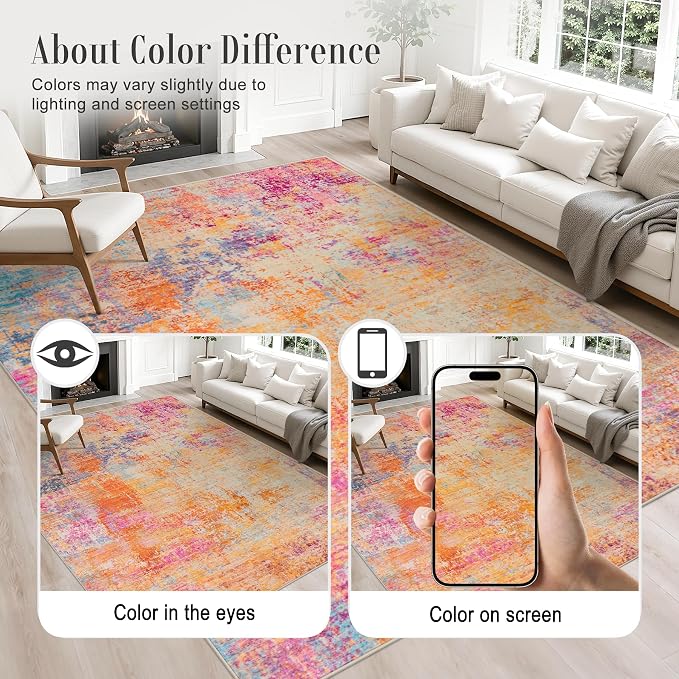 10x12 Area Rug Living Room Rug: Washable Modern Abstract Soft Thin Rug Indoor Floor No Slip Carpet for Bedroom Dining Room Farmhouse Nursery Home Office - Galaxy Haze