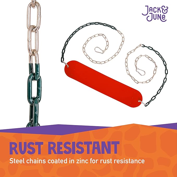 Jack & June Red Belt Playset Swing with 80” Chains Made for 5’ and 6’ Deck Height