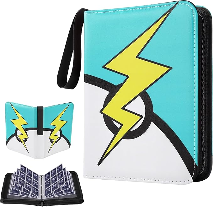 Card Binder 9 Pocket, Trading Card Binder With 50 Removable Sleeves, Portable Card Collection Binder for Standard Cards (Blue)