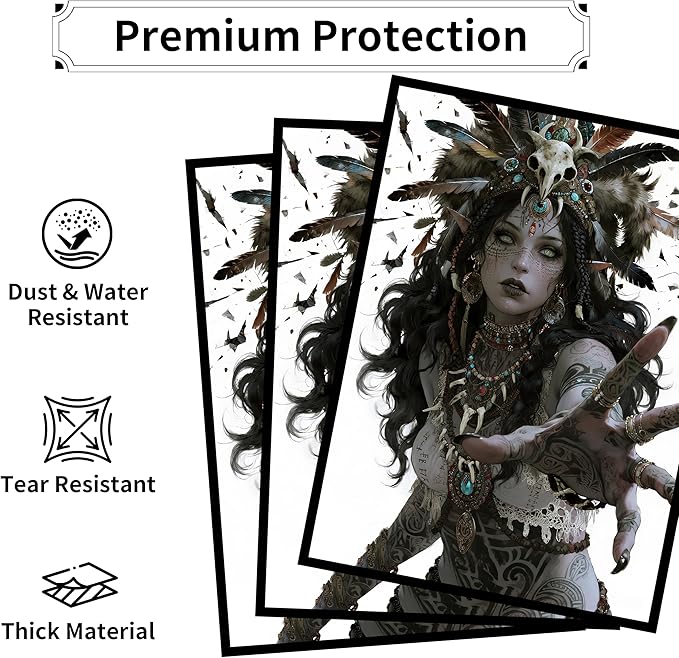 MTG Card Sleeves, Ultra Clear Front & Matte Finish Back, 100 Count Standard Size Matte Art Sleeve for Magic The Gathering (Witch)