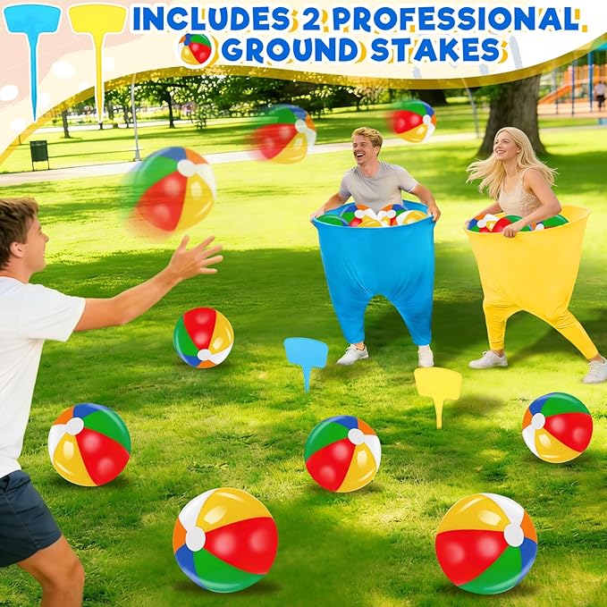 Granny Pants Yard Game, Granny Pants Party Game with Oversized Pants Bouncy Balls Ground Stakes Storage Bag and Air Pumps, Outdoor Tossing Games for Adults Family Carnival Party Reunion Gathering