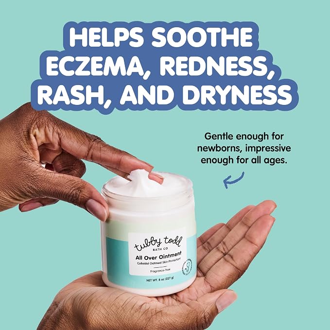 TUBBY TODD All Over Ointment - Baby Eczema Cream, Everyday Multi-Purpose Sensitive, Dry, Irritation Baby Skin Relief Cream, Steroid & Gluten Free, Fragrance Free - 1 Pack, 8 Oz