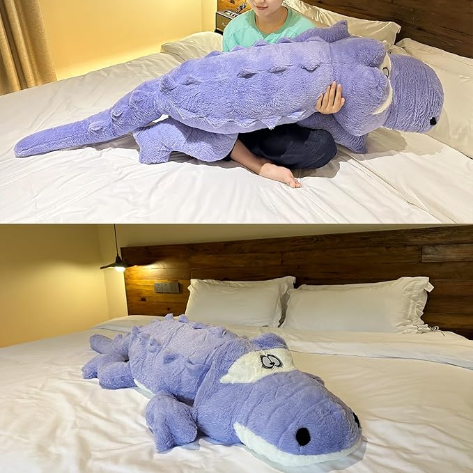 Hofun4U Alligator Plush Pillow, 67 inch Alligator Stuffed Animal, Home Decoration Christmas Valentine’s Birthday Gift for Boys Girls Adults Kids(Blue/Purple)