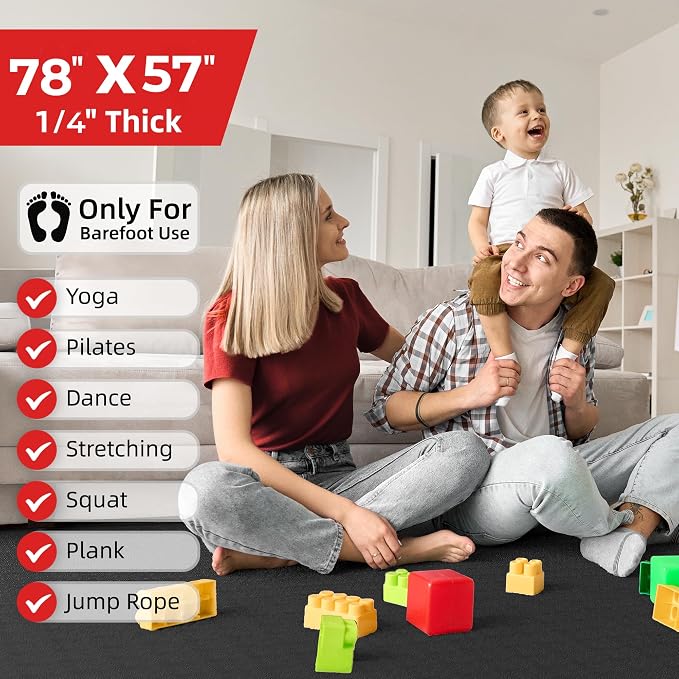 Extra Large Yoga Mat – 72"x48" or 78"x57", 1/4"–1/2" Thick Mat for Women & Men, TPE Non-Slip Pilates Mat for Home Gym, Yoga, Stretching, Meditation